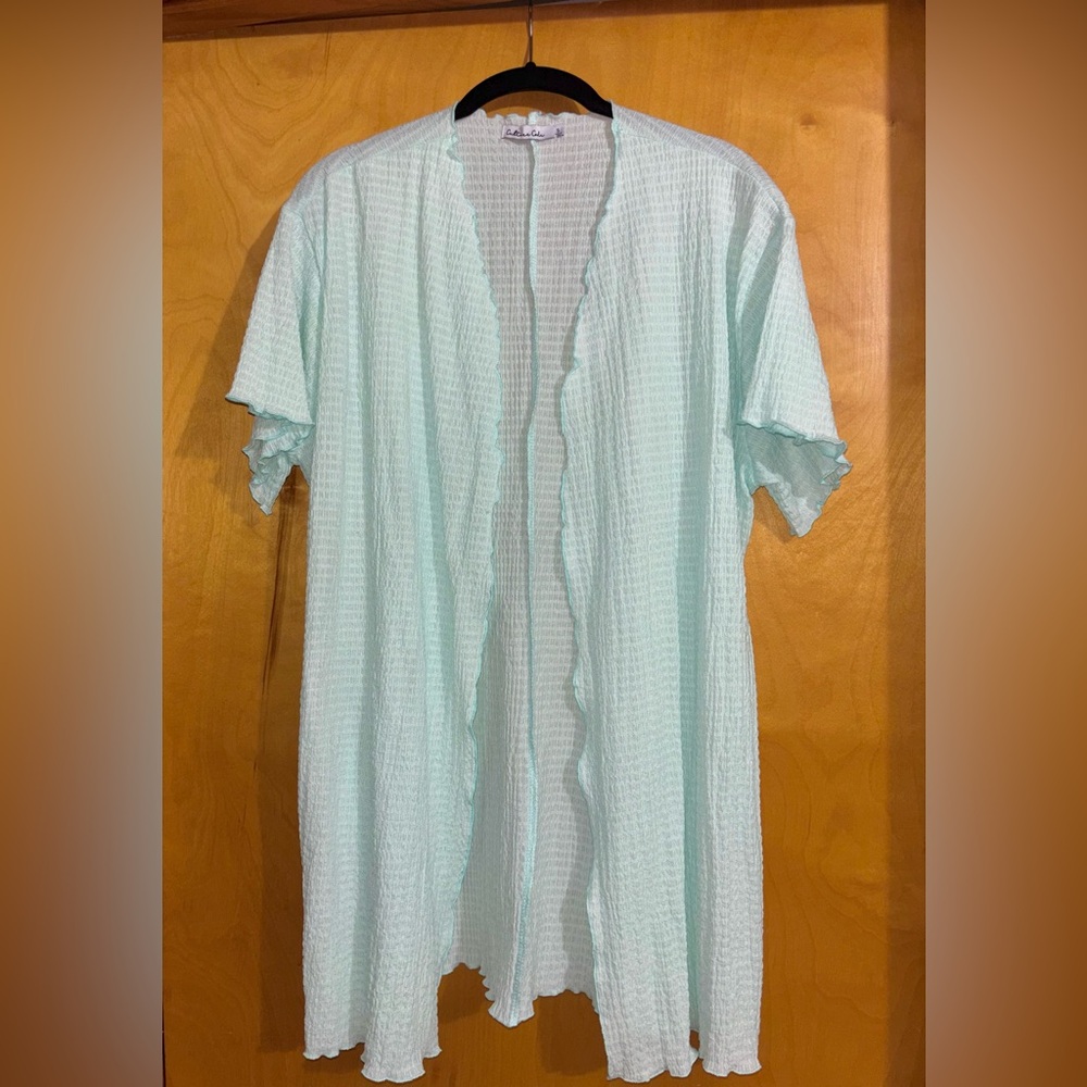 Light Seafoam/Mint Open-Front Textured Kimono
